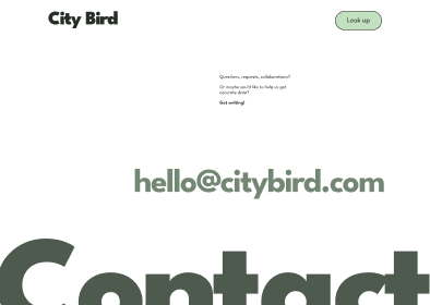 City Bird — Wireframe of the contact page