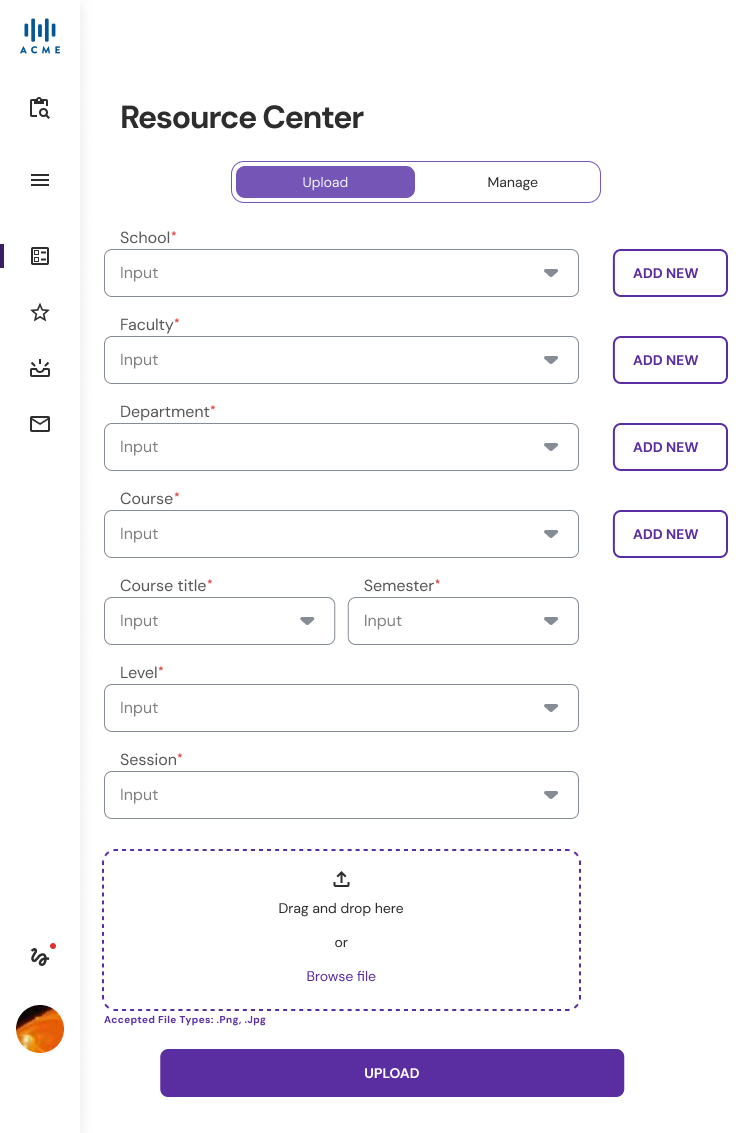 LearnEx — Resource centre upload on tablet