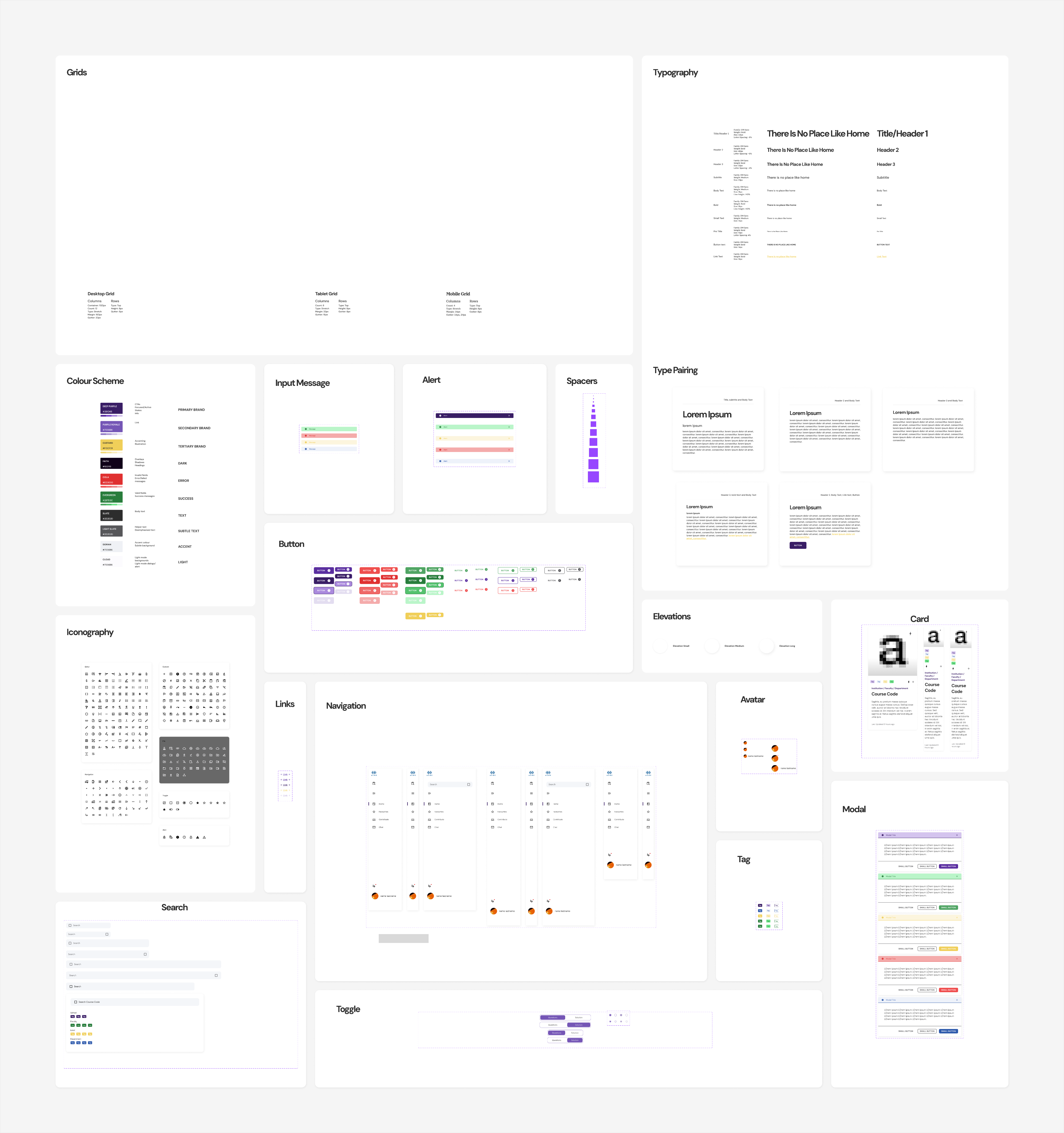 LearnEx — Design system: grids, typography, colour, components